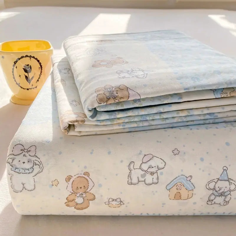 All Season Comfort 100% Cotton Flat Sheet , Soft Breathable Cute Cartoon Print Top Sheet, Wrinkle Resistant Fade Resistant from PriceLows™