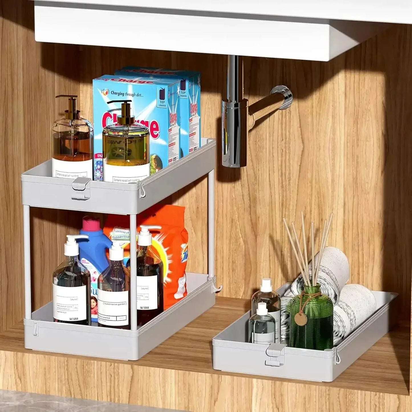 Rolling Storage Cart 3 Tier, Bathroom Cart Organizer Mobile Shelving Unit Multi-Functional Shelves for Office, Kitchen, Bathroom from PriceLows™