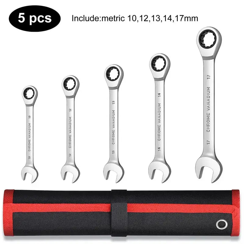 Ratcheting Wrench Set Metric and Standard 12-Point Box End Combination Spanner Gear Wrench Garage Tool Set,CR-V Full Polished from PriceLows™