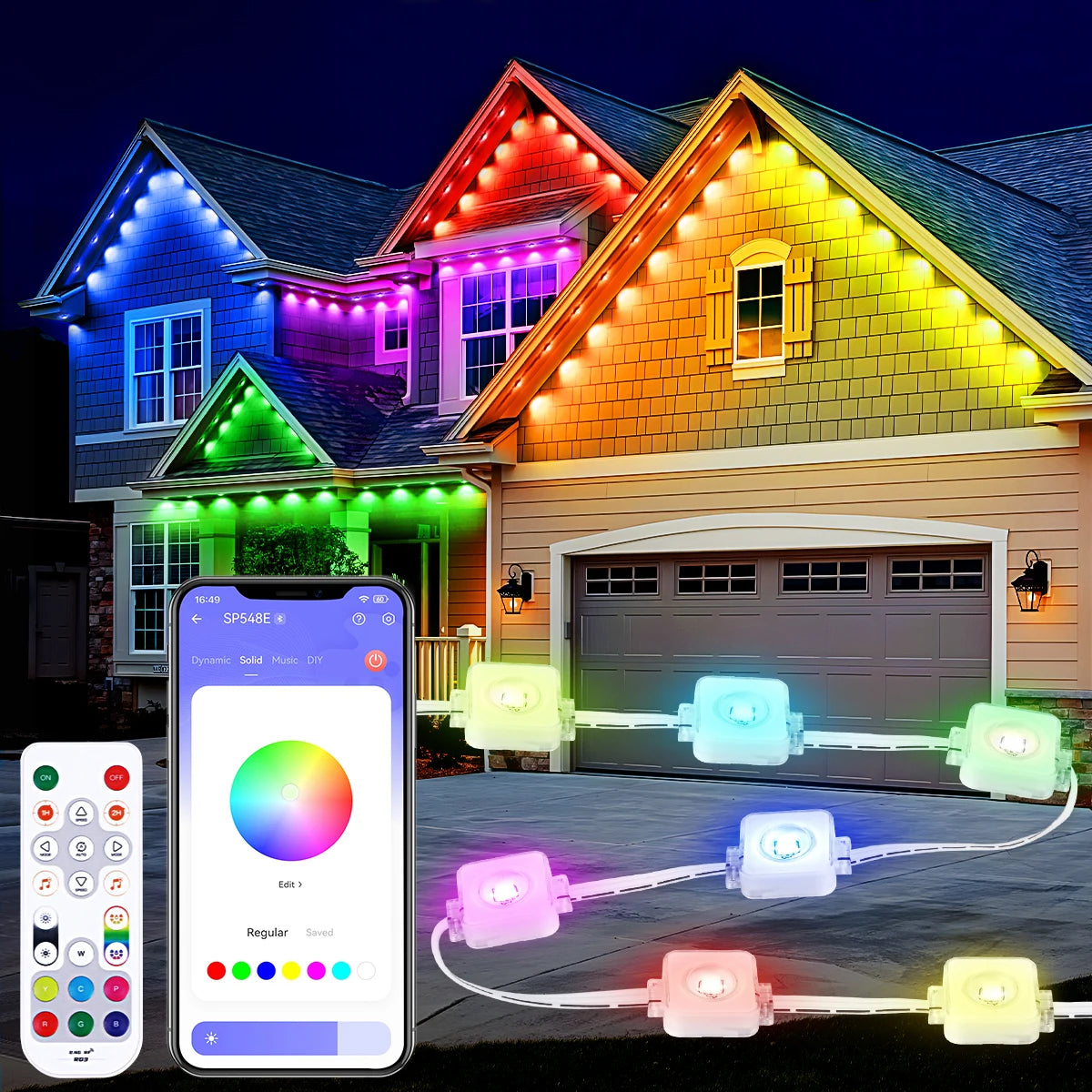 Permanent Outdoor Lights, 100ft/150FT RGBIC Outdoor Lights with 60/90 LED Lights, IP67 Waterproof, 100 Scene Modes from PriceLows™