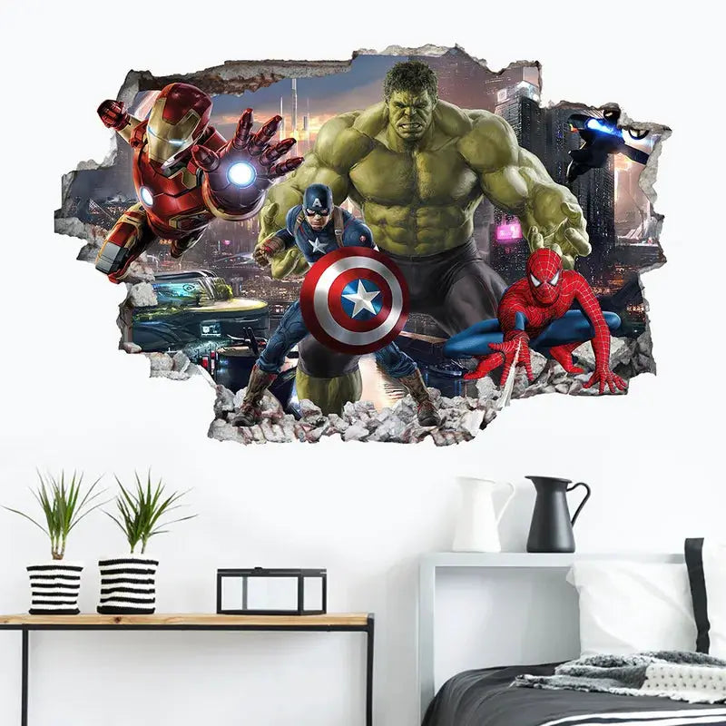 3D Wall Sticker | Size 60x40 cm | Avengers | Hulk Iron Man Captain America Thor