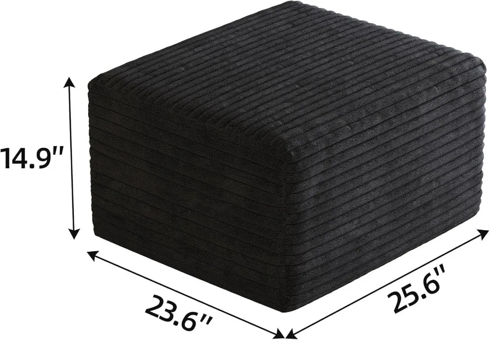 Corduroy Ottoman Foot Rest | 25.6 Inch Size | Memory Foam Plush | One Size