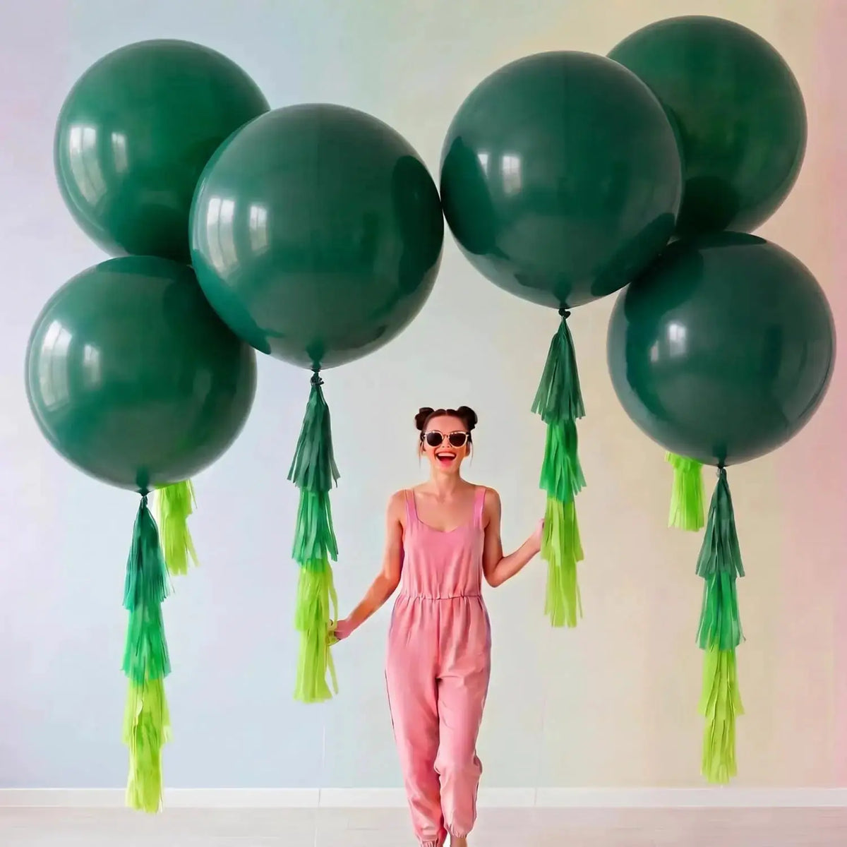 Christmas Giant Balloons | 36 Inch Latex | Tassel Tails | 6 Piece Set