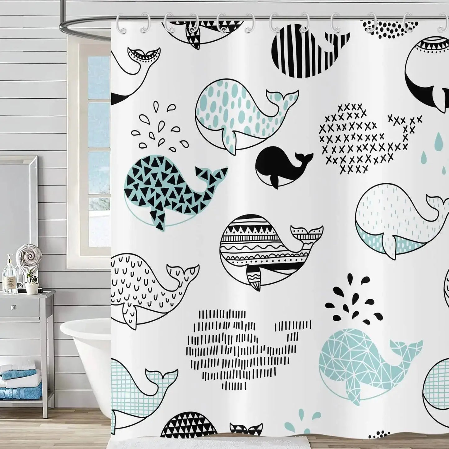 Cute Cat Blue Children Shower Curtain Waterproof Washable Polyester Material Bathroom Decorative Curtain with Hook from PriceLows™