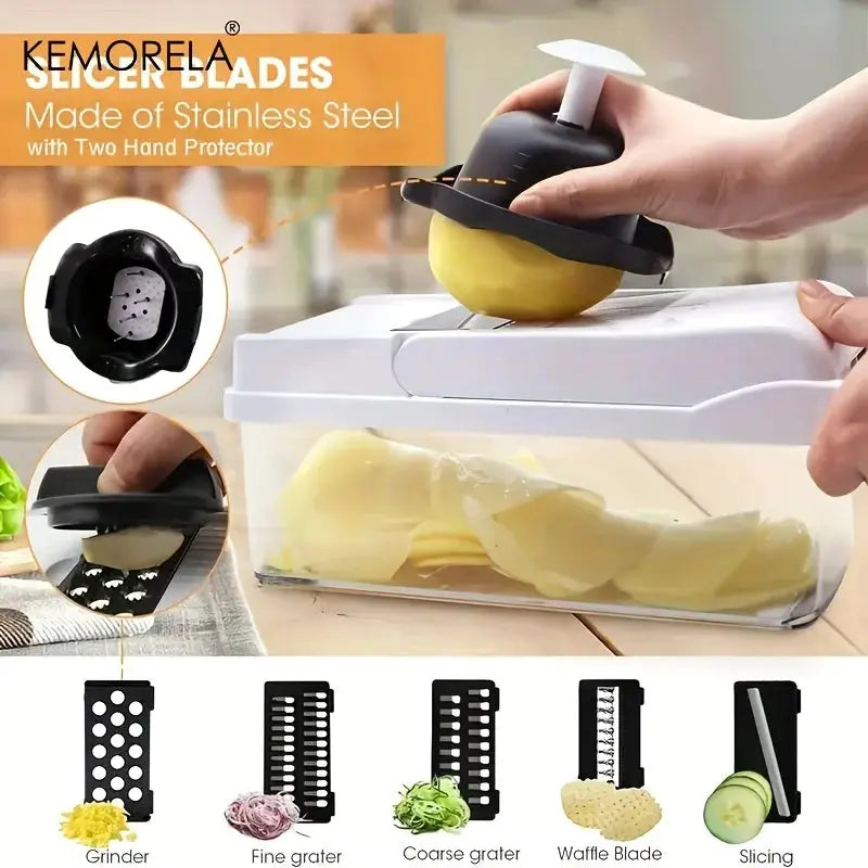 Vegetable Cutter | 22 In 1 Multifunction | Handheld With Container | 15 In 1