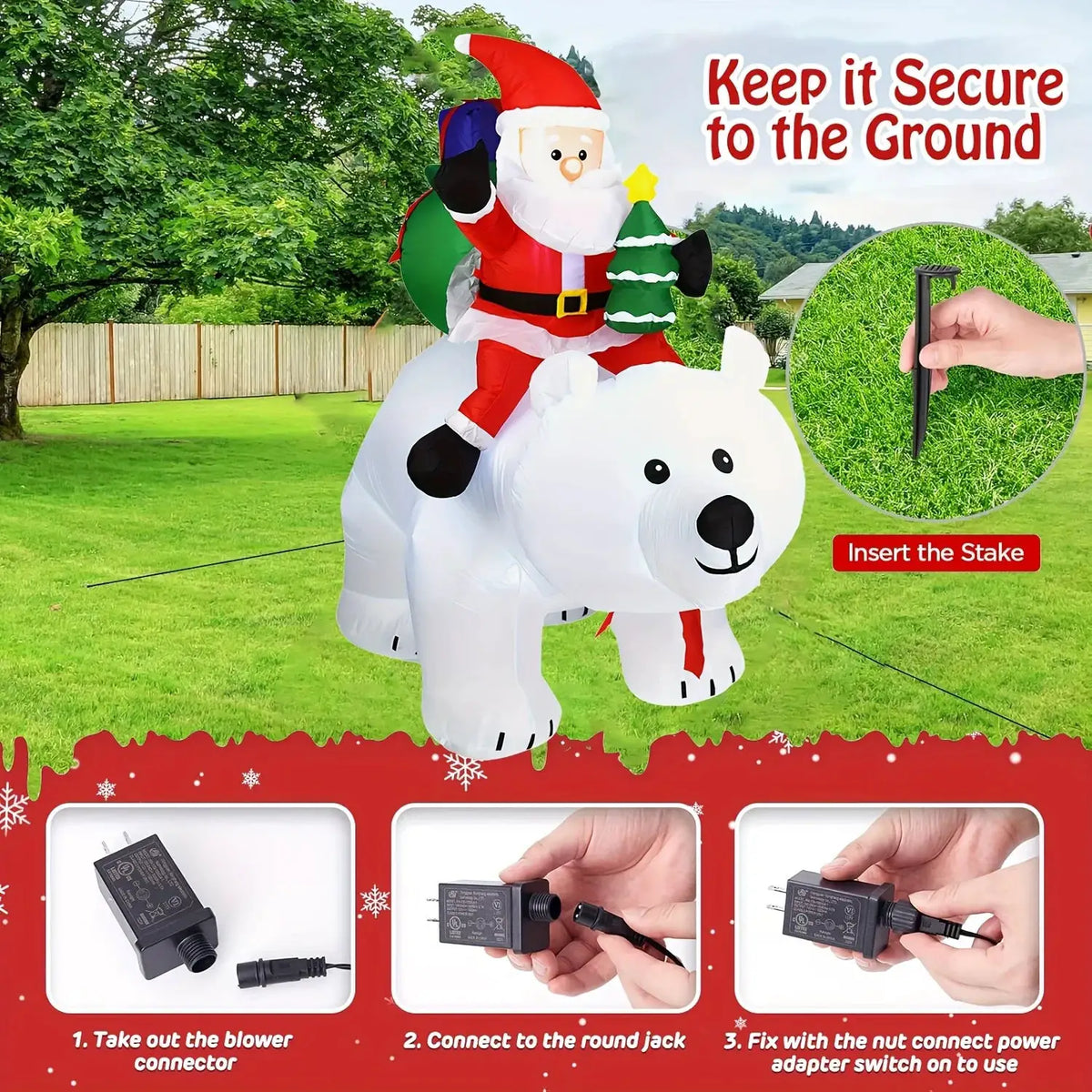 Christmas Inflatable Santa Decor | Shaking Head | LED Lights | 6 Ft