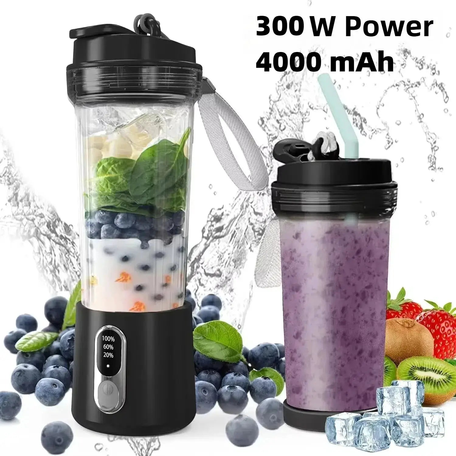 New 300W Powerful Juicer USB 4000mAh Battery Multi-use Juice Cup Grinder Outdoor Portable Fresh Fruit Blender Smoothie Juice Cup from PriceLows™