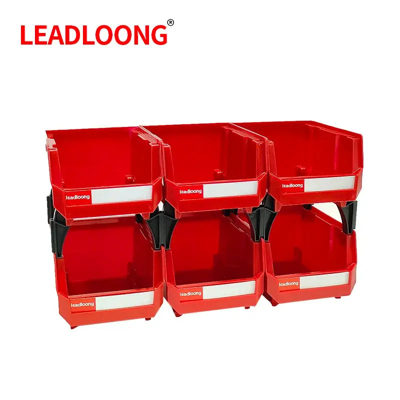 6/24 Pcs Red Stackable Plastic Parts Bins - 5"x4"x3" Garage Tool Storage Containers - Heavy-Duty Organizer Bins for Workshop from PriceLows™