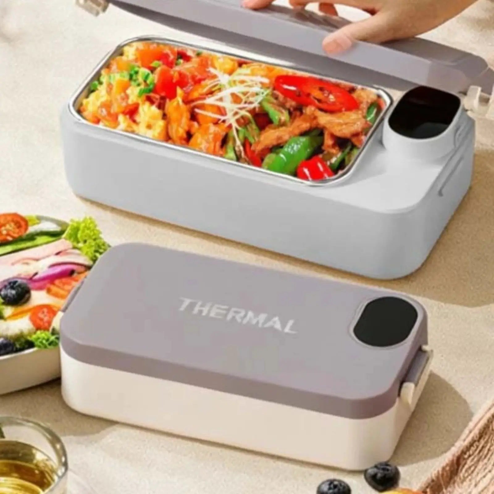 Rechargeable Heated Lunch Box Keep-Warm 304 Stainless Steel Lunch Box Portable Food Warmer Easy to Clean Thermal for Commuting from PriceLows™