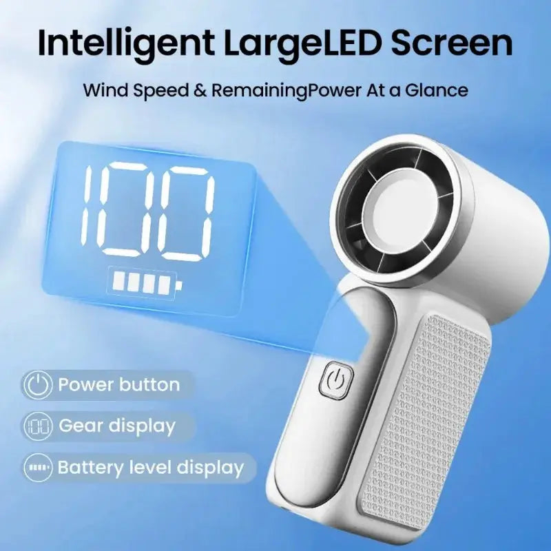 Mini Handheld Fan | 3000mAh Battery | Type-C Charging | Digital LED Speed