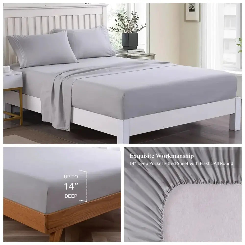 4 Piece Bed Sheet Set, Hotel Quality Luxury Double Brushed Microfiber Bed Sheets Breathable Easter Day from PriceLows™