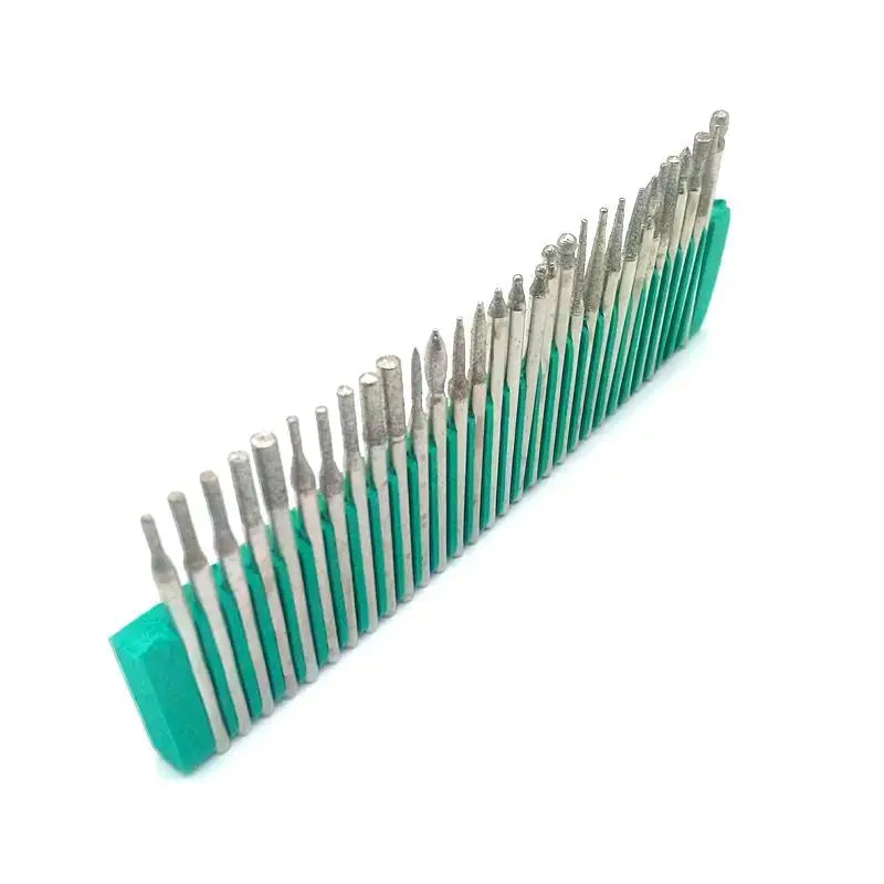 30Pcs Shank 2.35mm 3mm Diamond Grinding Head Set Burr Needle Point Engraving Carving Polishing Glass Drill Bit Rotary Tools from PriceLows™
