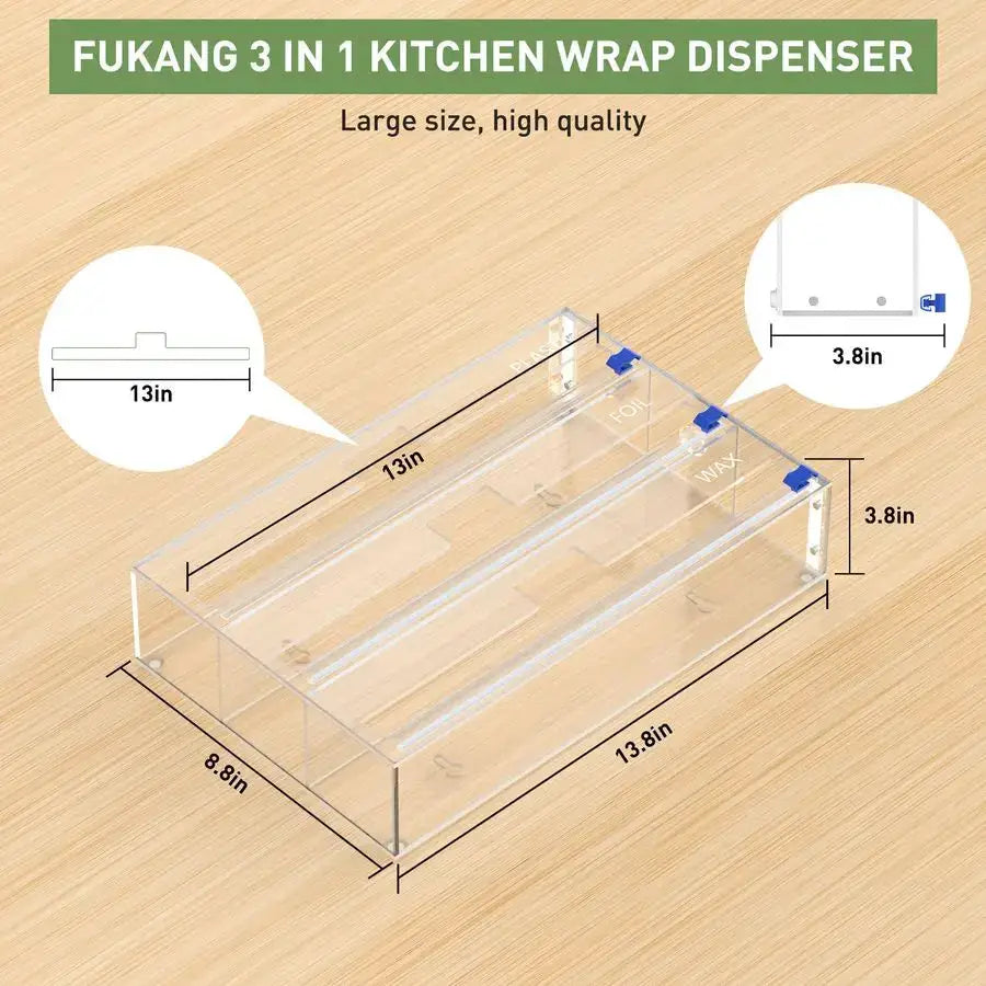 and Plastic Wrap Organizer, 3 in 1 Kitchen Wrap Dispenser, Drawer Aluminum Foil Organization and Storage, WallMounted Holder from PriceLows™