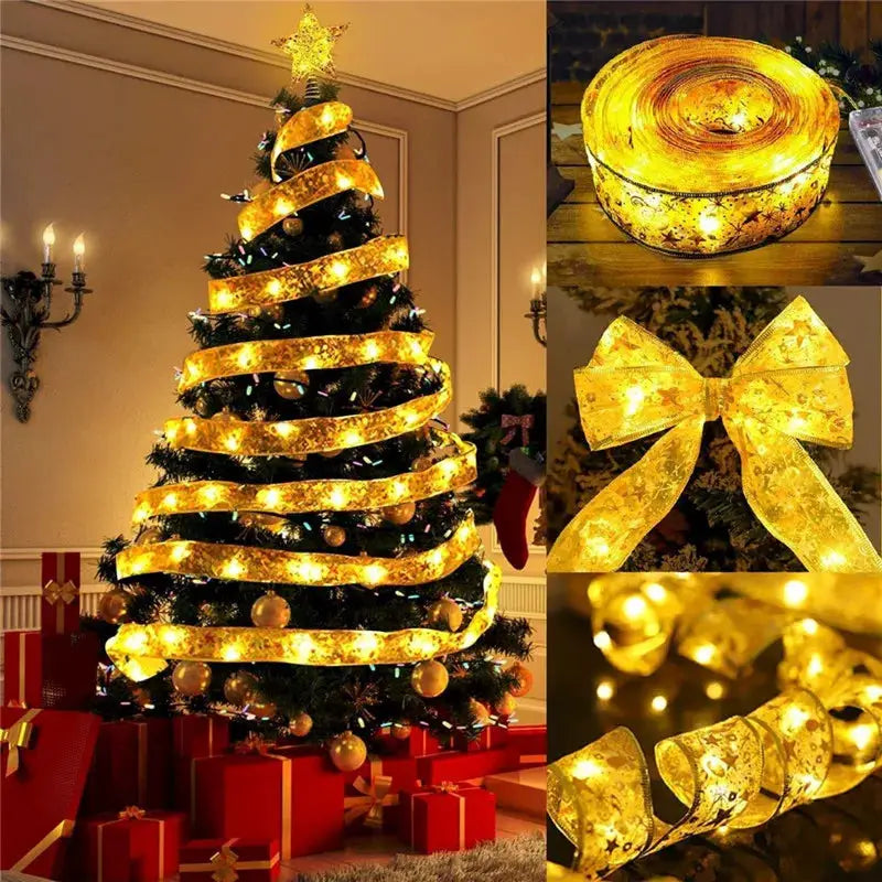 Indoor String Lights Battery Operated Christmas Ribbon with Lights Christmas Tree Accessories Decoration for Christmas New Year from PriceLows™