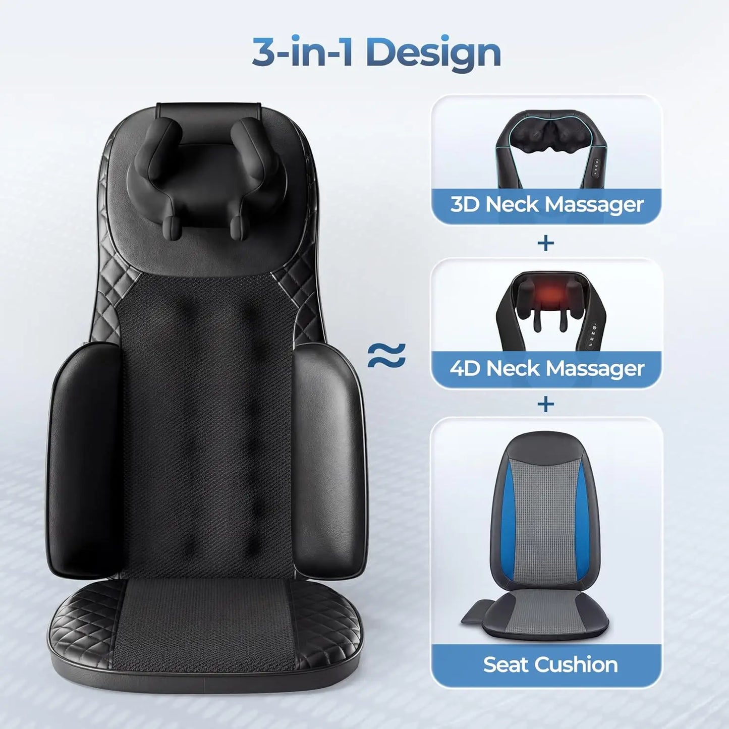 Massage Chair Pad | Shiatsu Kneading With Heat | UL Adapter Included | One Size