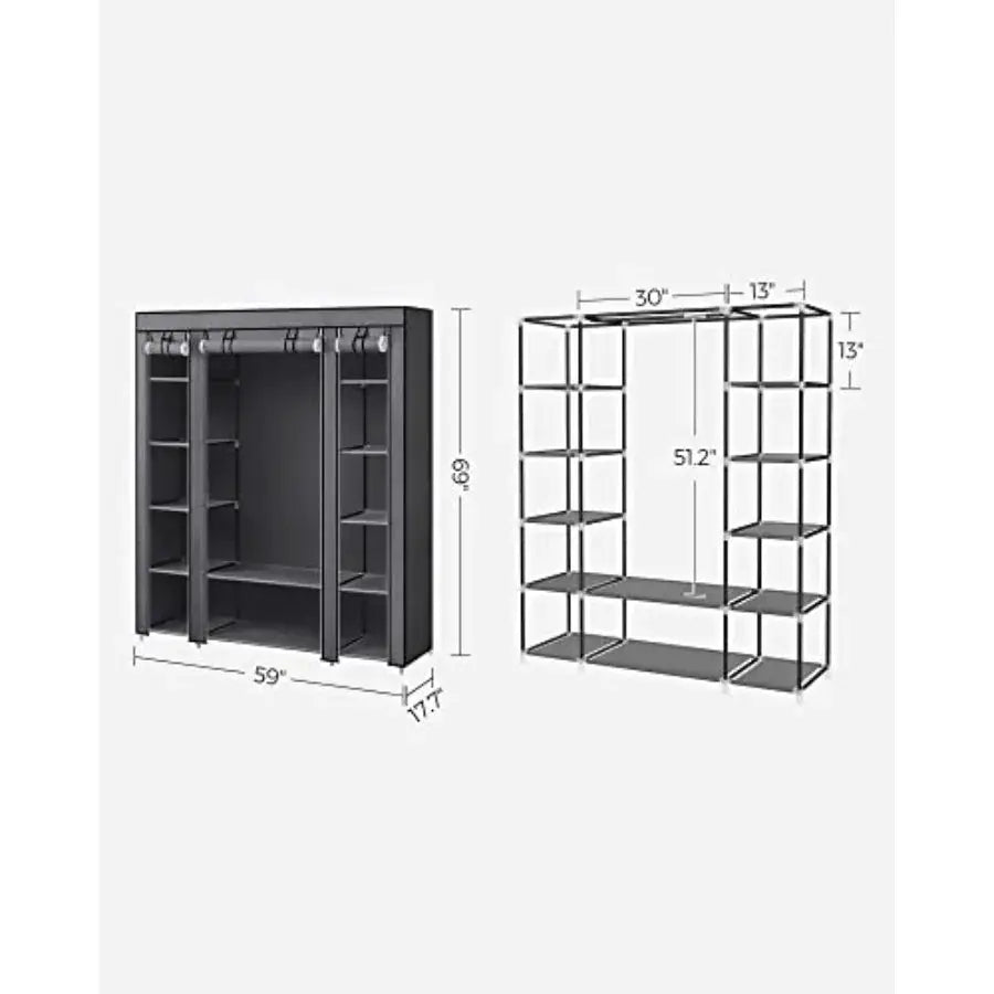 Closet Wardrobe Portable Closet for Bedroom Clothes Rail with Non-Woven Fabric Cover Clothes Storage Organizer 59 x 17.7 x 69 I from PriceLows™