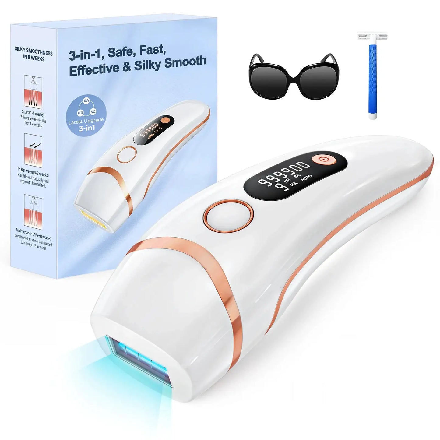 Ipl Epilator | 999000 Flashes | Permanent Hair Removal | Men And Women