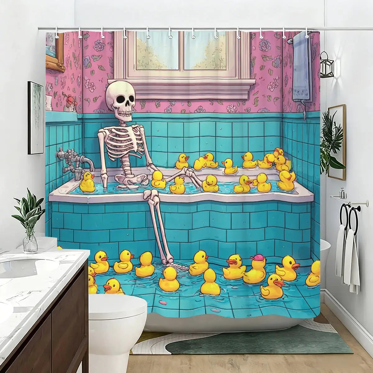 Vibrant & Fun Themed Polyester Shower Curtain - Stylish Bath Decor, Creative Bathroom Polyester For Home & Hotel from PriceLows™