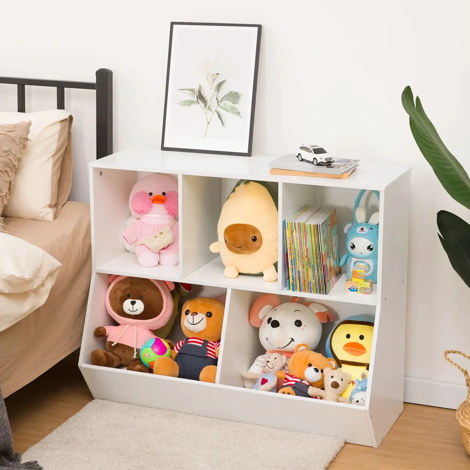 Kids Bookshelf, Bookcase Footboard, Toy Storage Cubby, Children's Toy Shelf, 35.4" L Toy Storage Cabinet Fit for Children's Room from PriceLows™