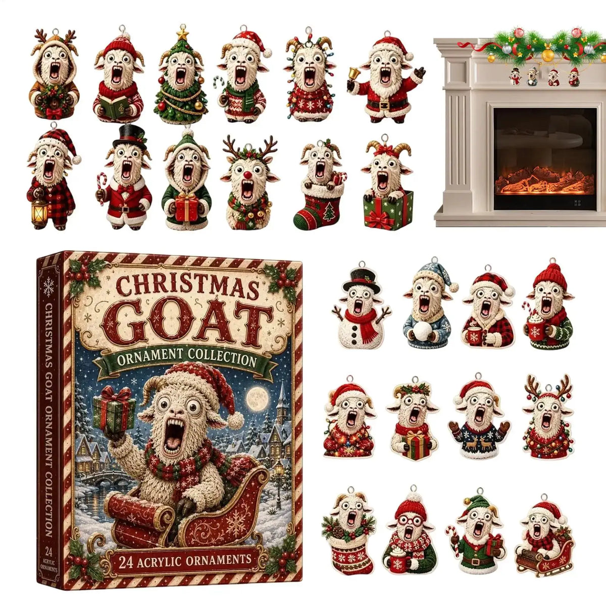 Christmas Advent Calendar | 24-Day Countdown | Flat Goat Ornaments