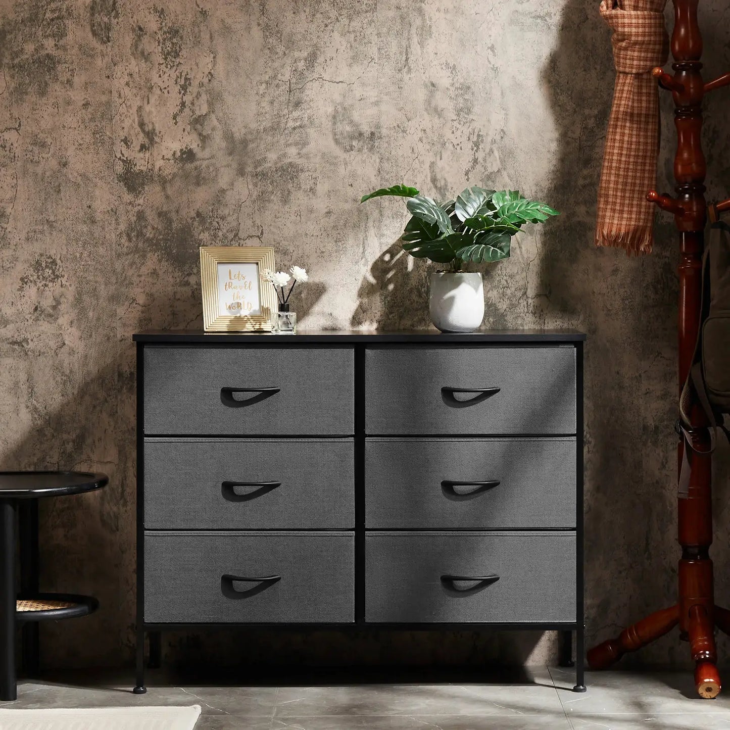 JHK 6 Fabric Drawers Nightstand For Bedroom Bedside Sofa Table With Storage Closet Chest Clothes Display Cabinet Furniture from PriceLows™
