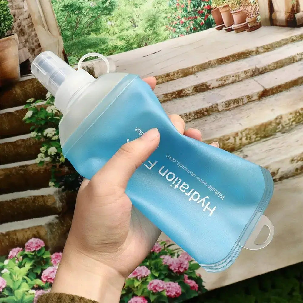 Hiking TPU Folding Water Bottle Water Bag Blue Collapsible Water Bottle Soft Flask Sport Water Bottle 500ML 250ML 150ML from PriceLows™