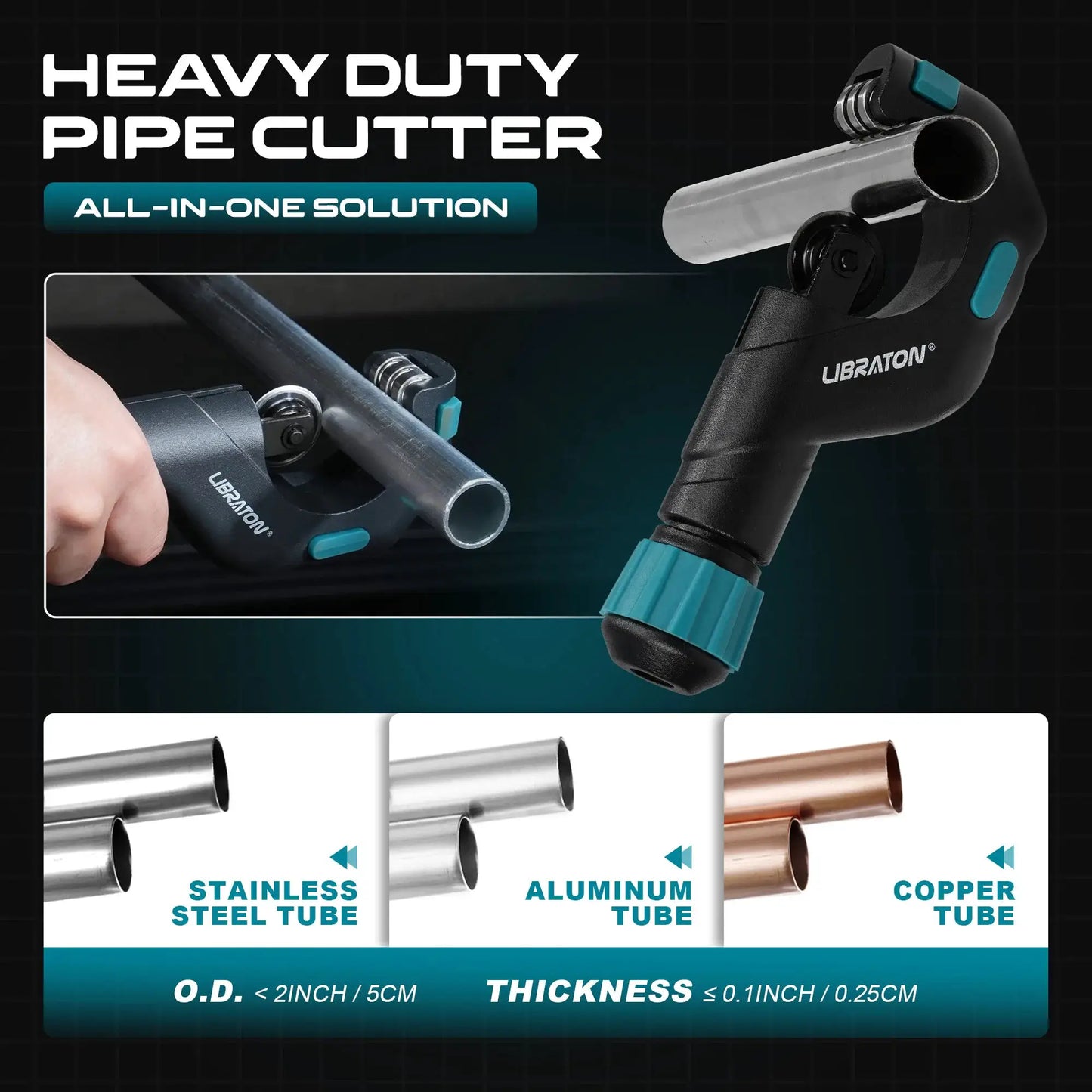 LIBRATON 5PCS Tube Cutting Set Heavy-Duty Copper Tube Cutters PEX Pipe Cutter Deburring Tool & Pipe Reamer for Copper, PEX, PVC from PriceLows™