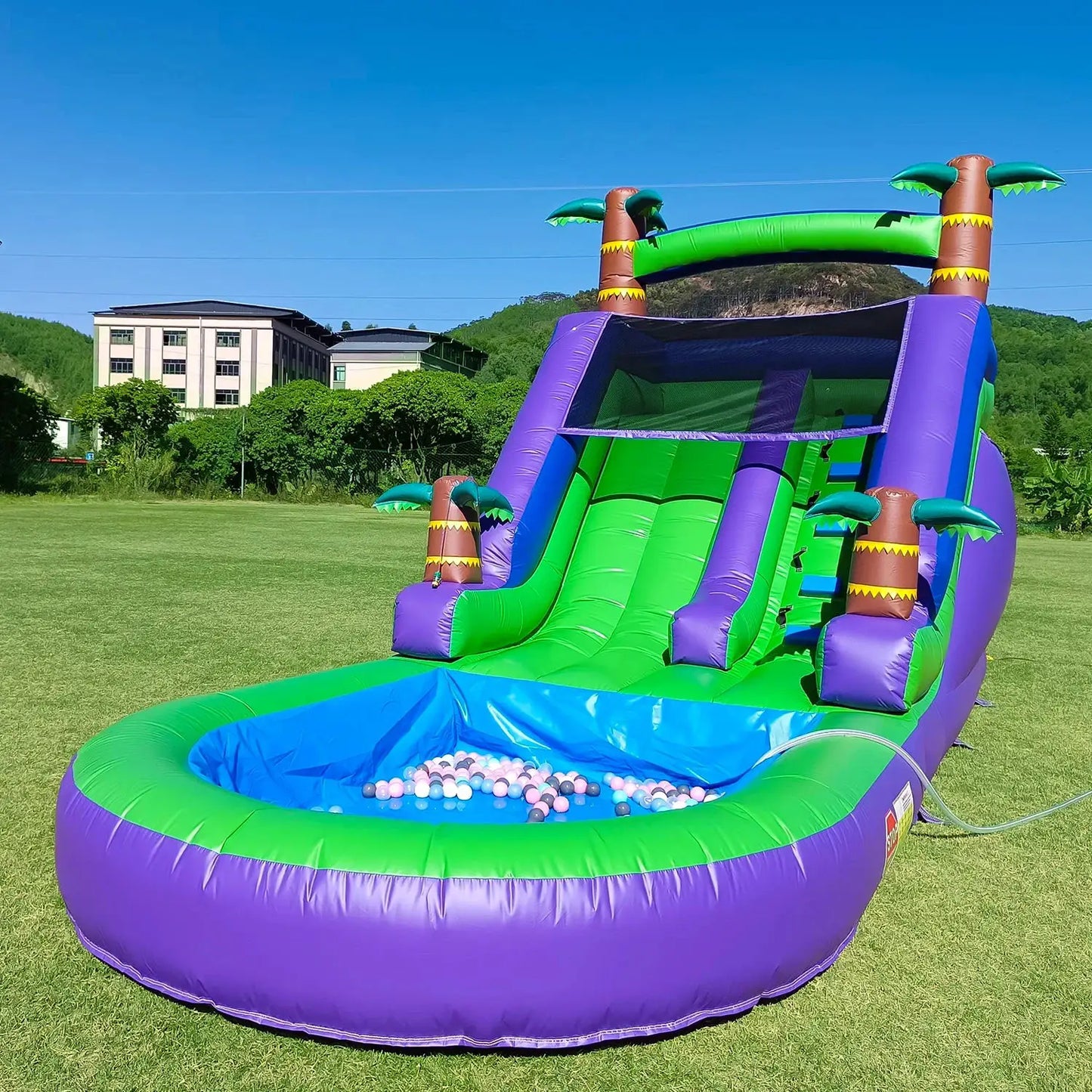 Inflatable water slide, Commercial Bounce House with Water Slide PVC and a 1100W Air blower 21ft/6.4M from PriceLows™