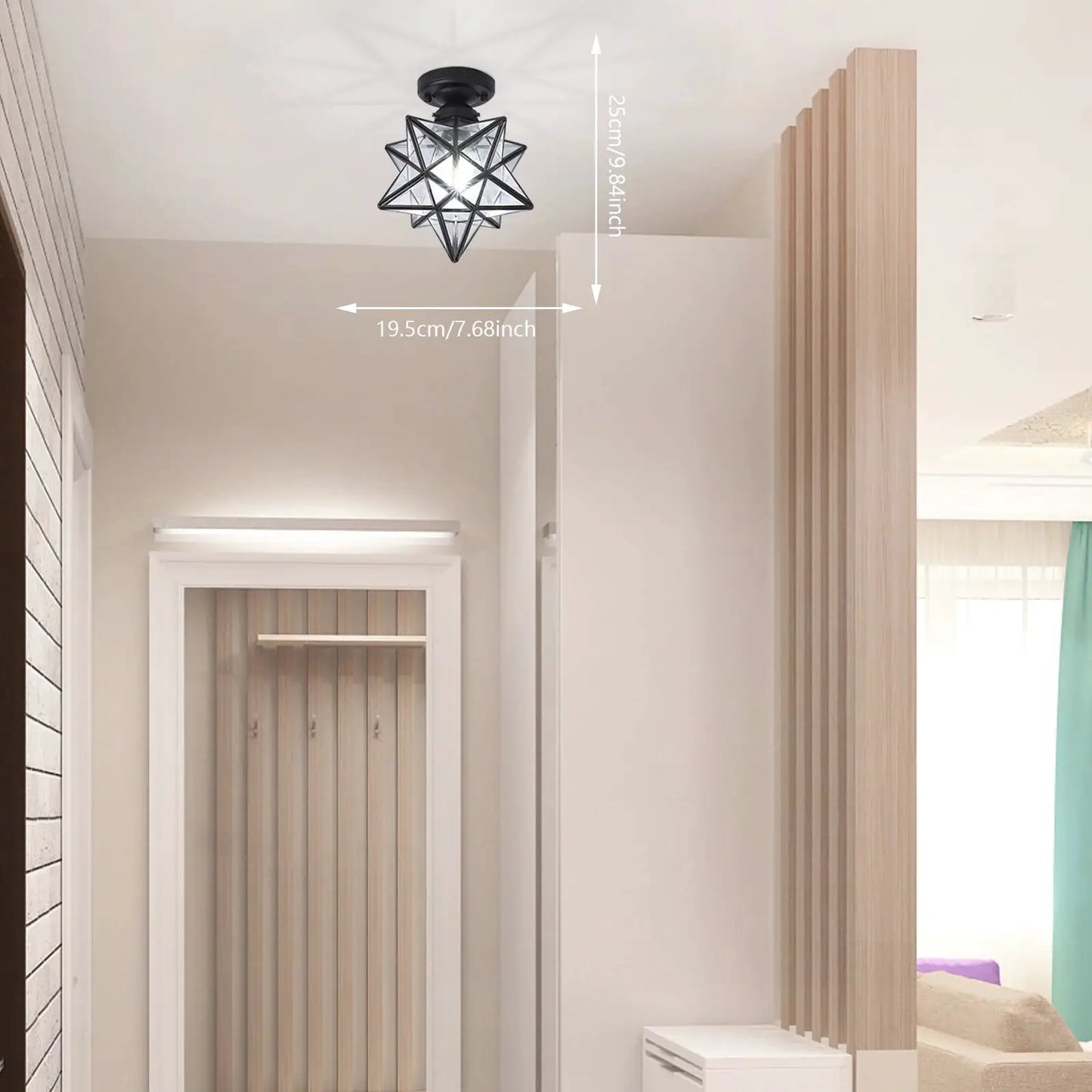 US Standard Moravian Star Ceiling Lamp, High-Clarity Glass Polished Surface, 5-10㎡ Coverage Romantic Lighting for Home/Hotel from PriceLows™