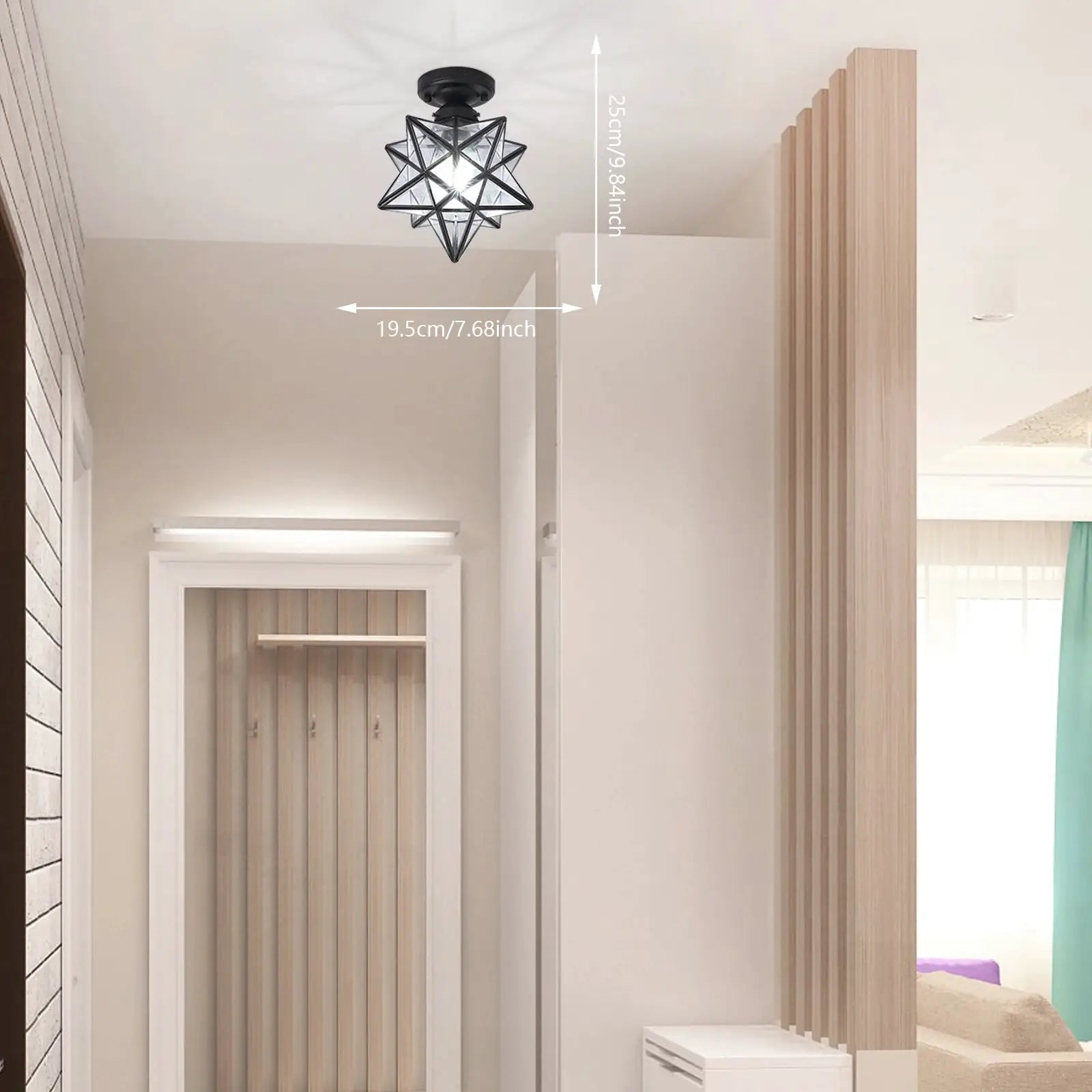 US Standard Moravian Star Ceiling Lamp, High-Clarity Glass Polished Surface, 5-10㎡ Coverage Romantic Lighting for Home/Hotel from PriceLows™