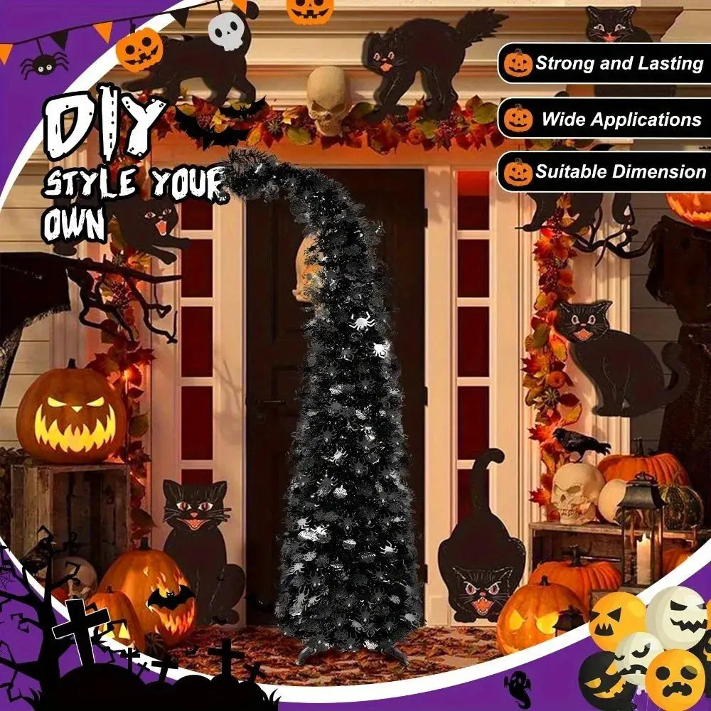 Artificial Black Christmas Tree | 59 Inch | Collapsible Design | With Stand