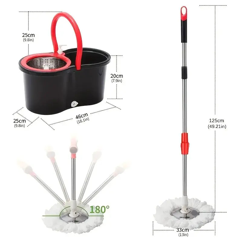 2-in-1 Dual-Drive Rotary Mop Set with Bucket – 360° Spin Mop for Wet & Dry Floors, Hands-Free Wringing, Easy Home Cleaning from PriceLows™