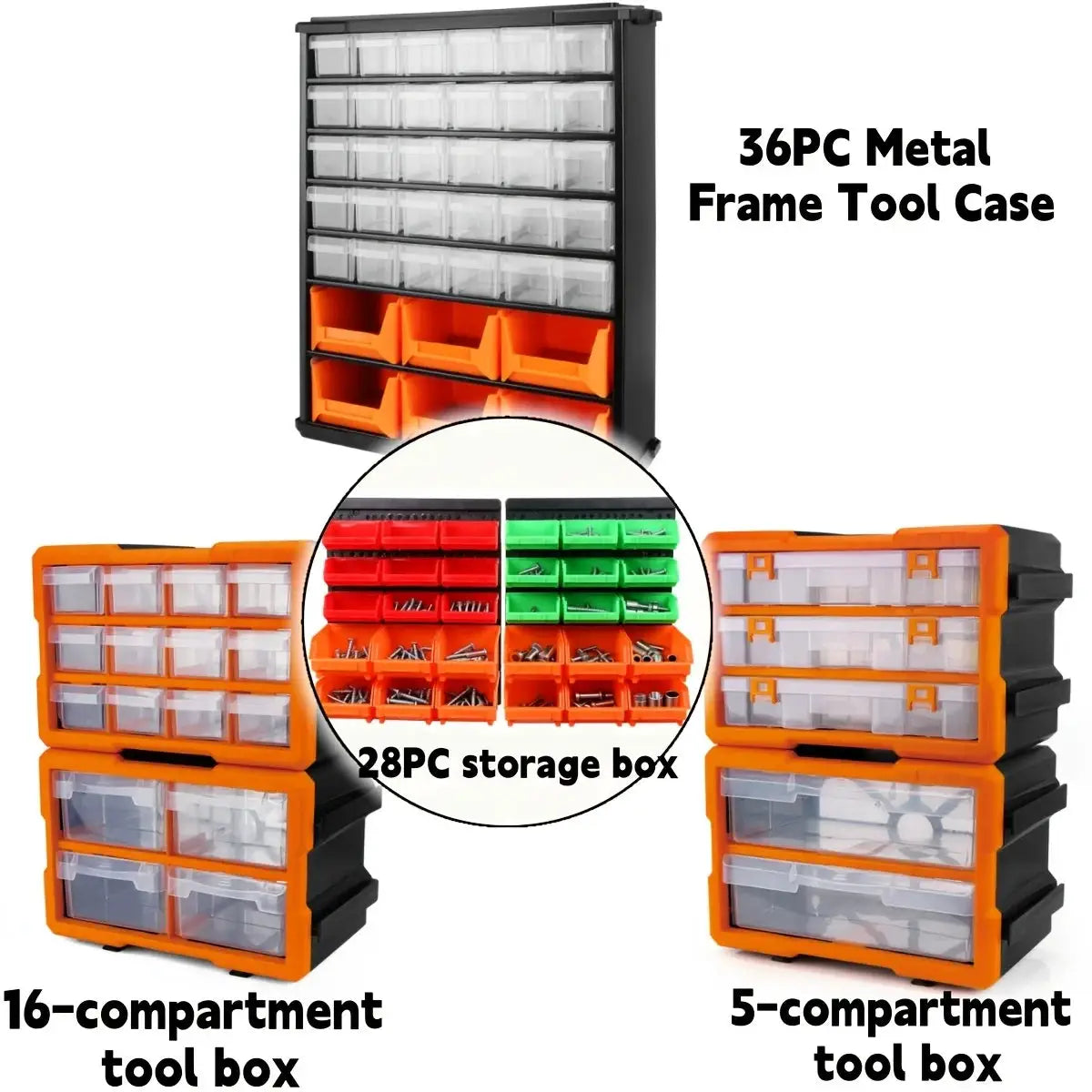 5/16/28/36 Drawers Storage Cabinet Tool Box Bin Chest Case Parts Organizer Divider, Utility Shelves from PriceLows™