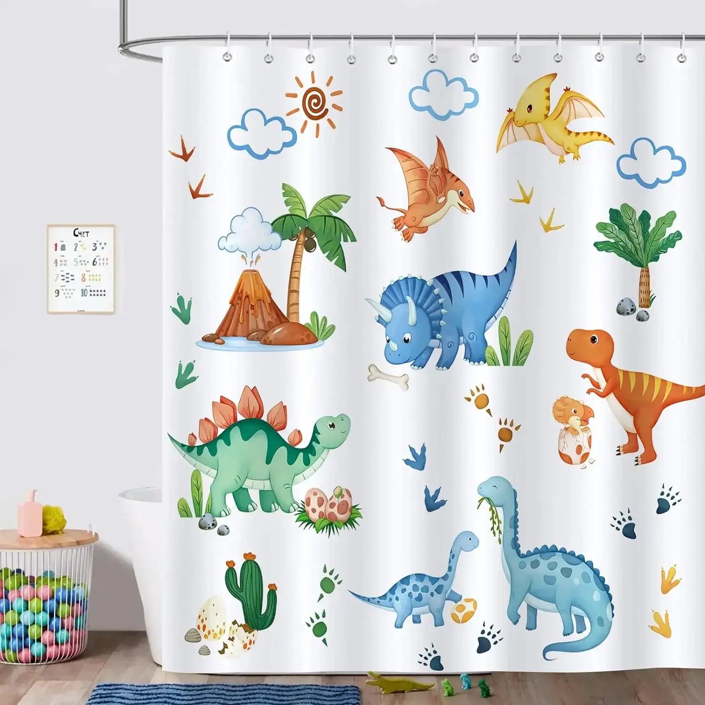 Cartoon Animal Alphabet Shower Curtain Kids ABC Educational Learning Tools Baby Girls Boys Colourful Bath Curtain Bathroom Decor from PriceLows™
