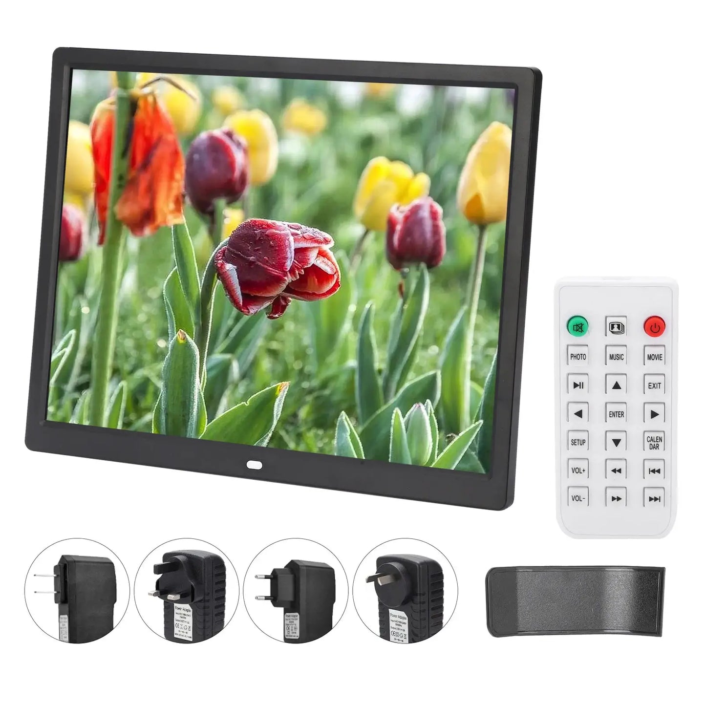 Protable 15in HD Digital Photo Display Frame Remote Controller 1024x768 Resolution Clear Display Support MP3/MP4/Image Playback from PriceLows™