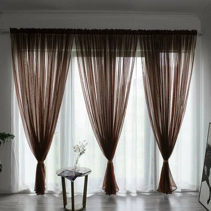 100x200cm 1PC Solid Color Sheer Curtain For Living Room Window String Curtains Bedroom Drape Panel Tulle Treatments from PriceLows™