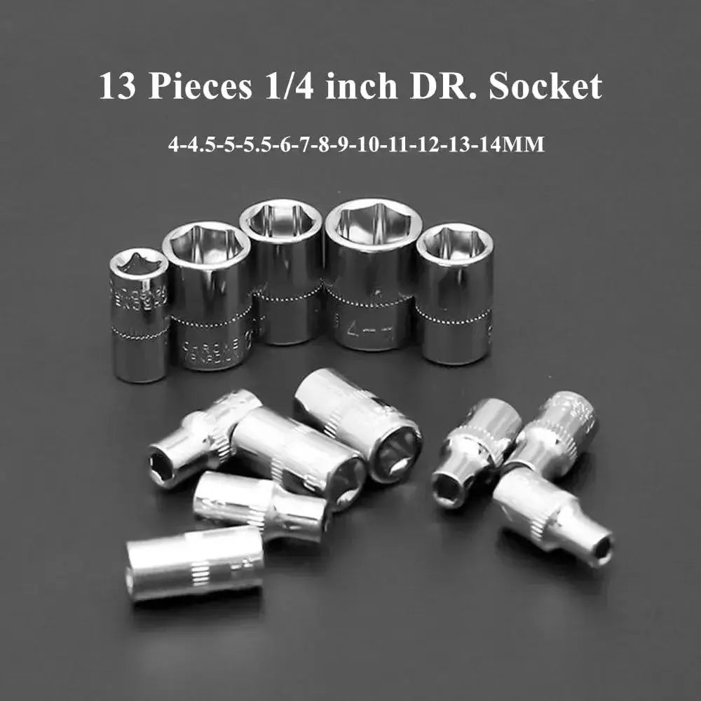 46PCS Motorcycle Toolbox Set Drive Socket Ratchet Wrench Set Complete Car Repairing Kit For Auto And Bicycle Maintenance Tools from PriceLows™