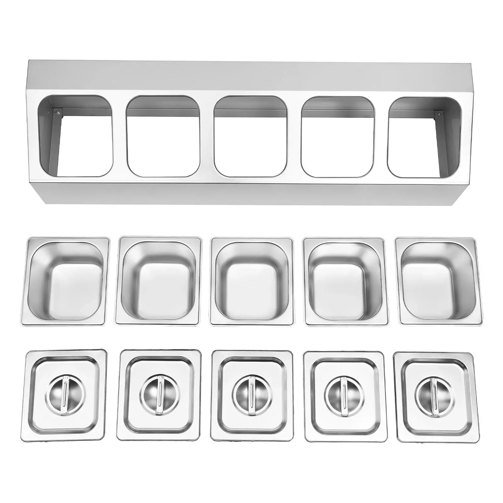 Spice Rack Shelf Stainless Steel One Row with 5 Containers, Countertop Inclined Holder for Seasoning Sauce Jam Fruits Ingredient from PriceLows™