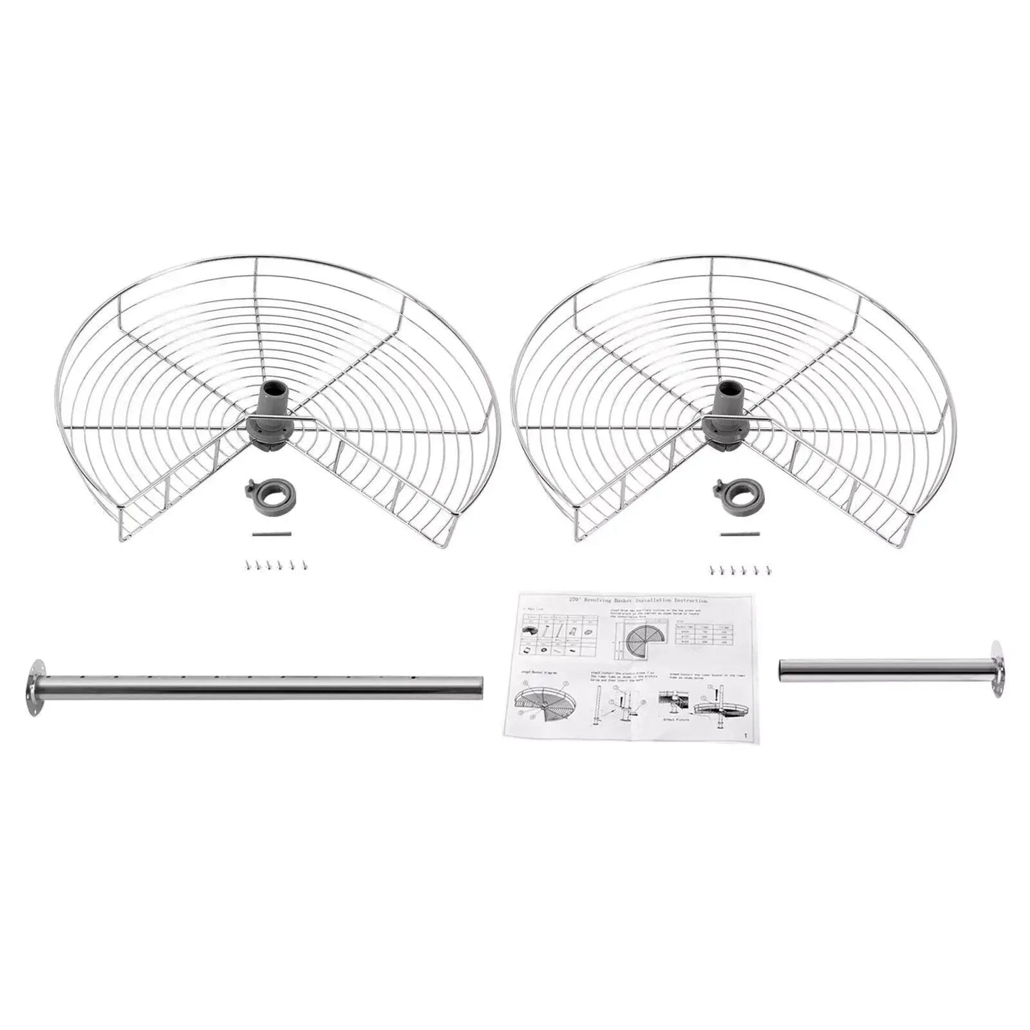 2-Shelf 24" Kidney Chrome Lazy Susan Kitchen Base Cabinet Corner Organizer Rack Iron from PriceLows™