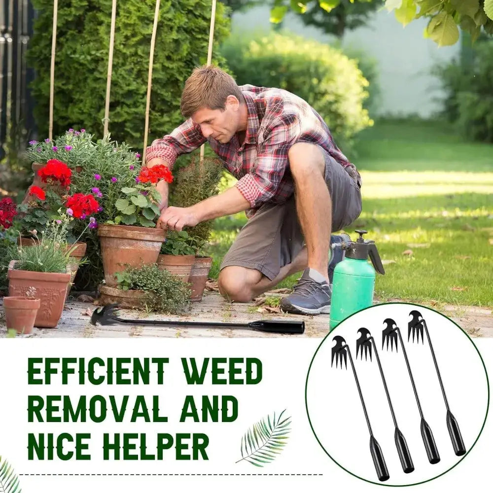 Gardening Hand Weeder | 4 Tooth Blades | Dual Purpose Removal Tool