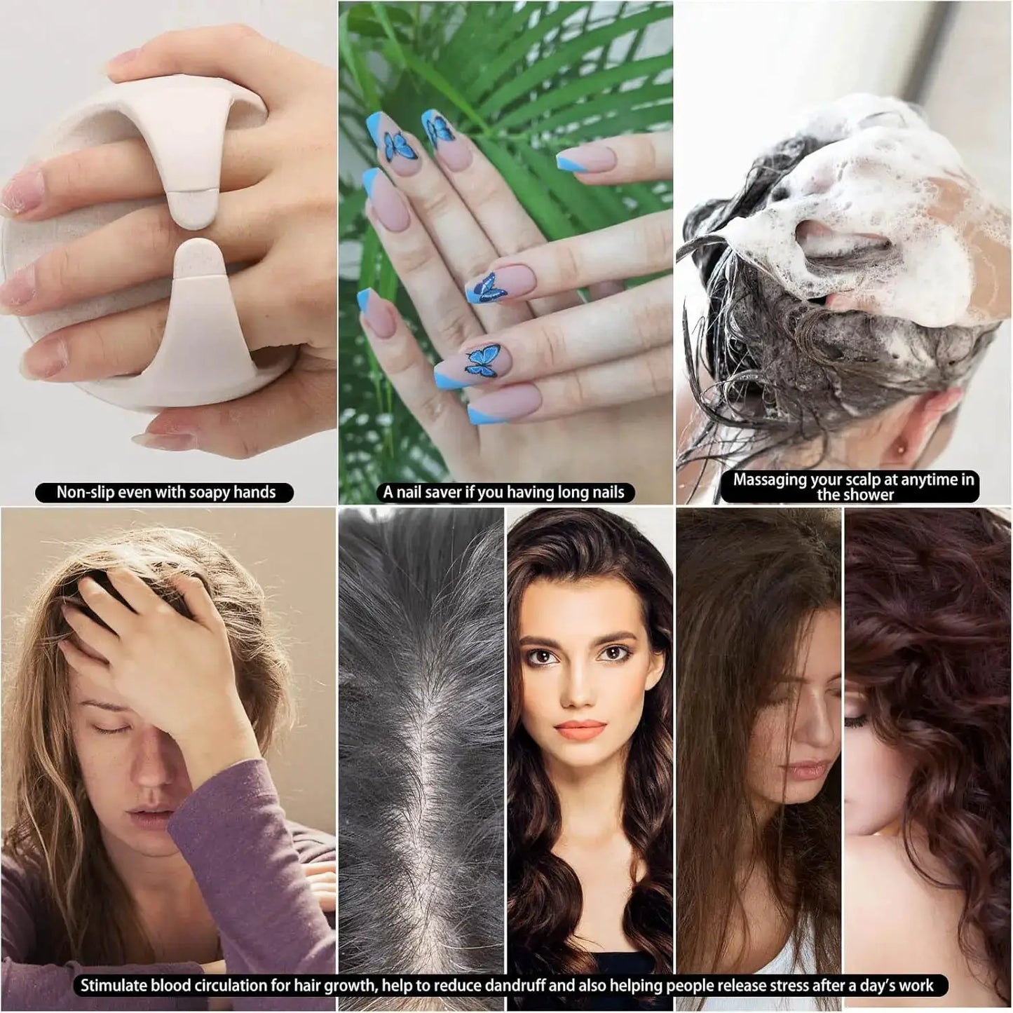 Silicone Hair Scalp Massager Brush | Soft Bristles | Beige