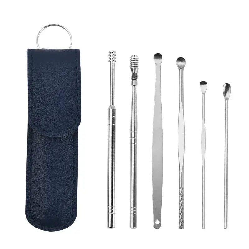 Wholesale Ear Cleaning Tool Stainless Steel Ear Pick Kit &1Pc Storage Bag Earwax Remover Tool from PriceLows™