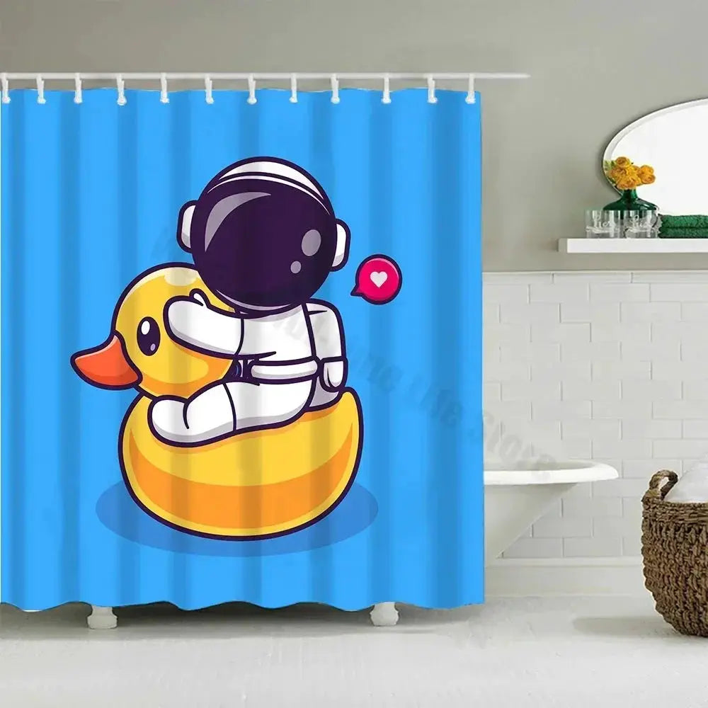 Cute Little Yellow Duck Shower Curtain Cartoon Funny Smiley Face Bathroom Waterproof Bath Duck Fabric 12 Hooks Bathroom Decor from PriceLows™
