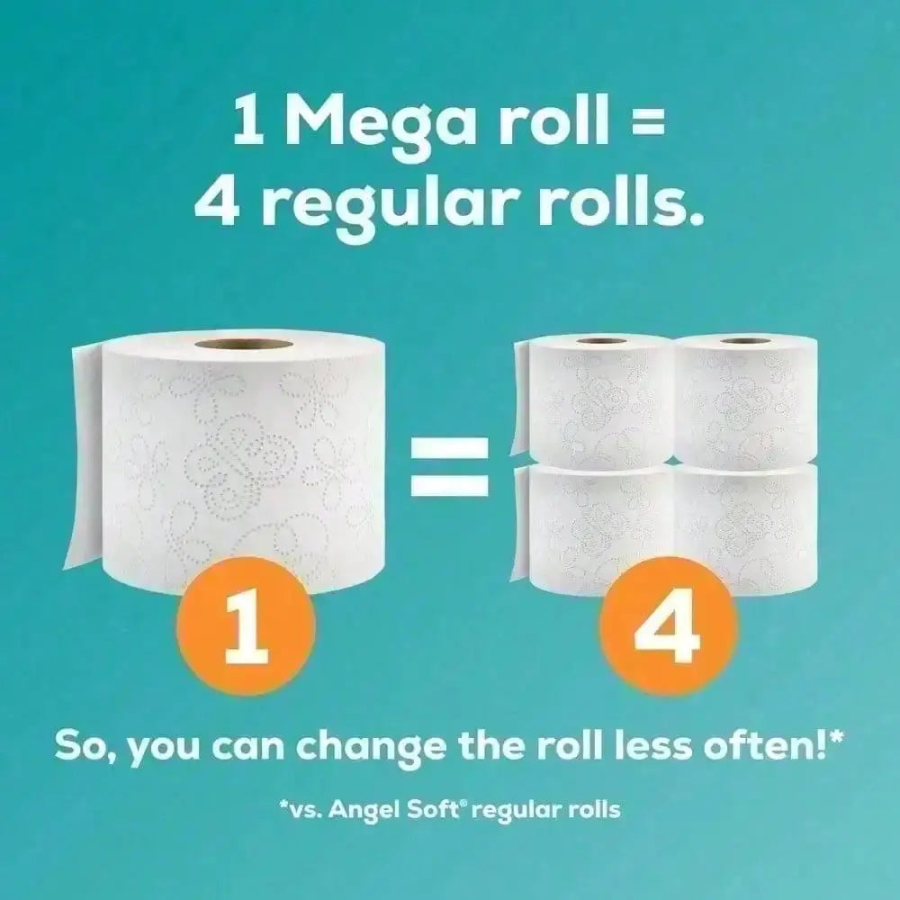 Toilet Paper | Angel Soft | 4 Mega Rolls | 16 Regular Roll Equivalent