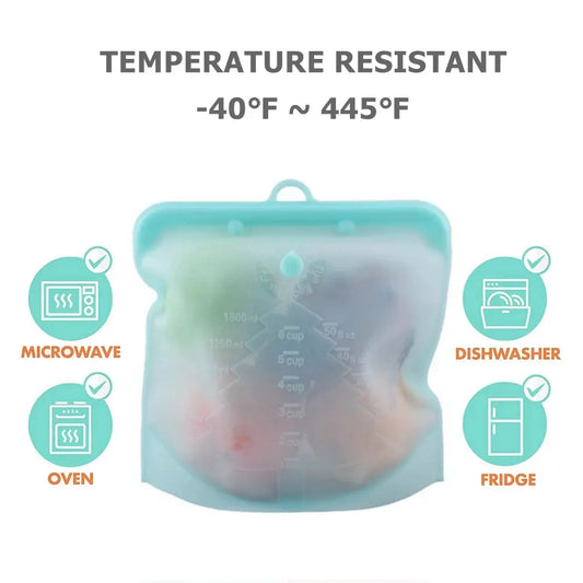 Silicone Reusable Food Bag | Leakproof | BPA Free | 500ml 1000ml 1500ml