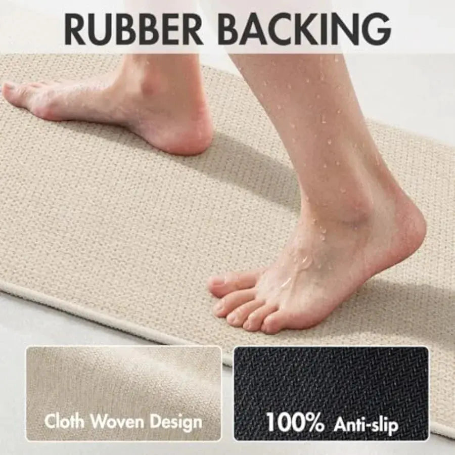 Set of 2 Ultra Thin Bathroom Rugs, Rubber Bath Mats for Bathroom Non Slip, Quick Dry Absorbent Bath Rug Machine Washable, Fit U from PriceLows™