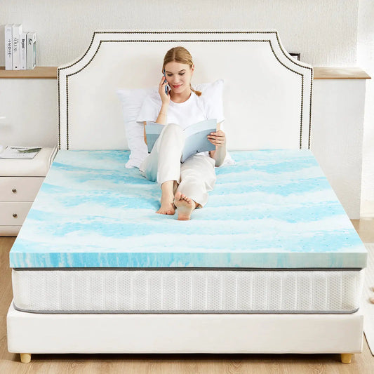 JHK 2-4 Inch Gel Memory Foam California King Mattress Topper Cooling Mattress Soft and Breathable Bed Topper Bedroom Furniture from PriceLows™