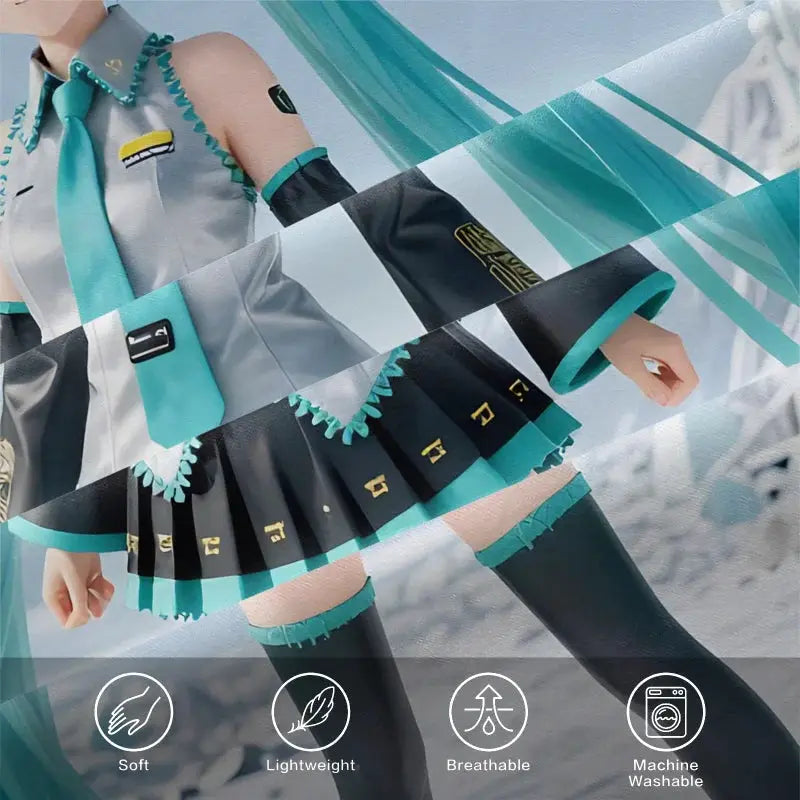 3Pcs Hatsune Miku Fitted Sheet Set with 2 Pillowcases Ice Palace Anime Bedding Set Soft Deep Pocket for Fan & Teen Bedroom Decor from PriceLows™