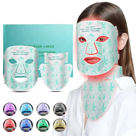 8 Colors Facial LED Mask with Neck Red Light Near Infrared Therapy Beauty Mask Anti Aging Skin Rejuvenation Lifting Tighten from PriceLows™