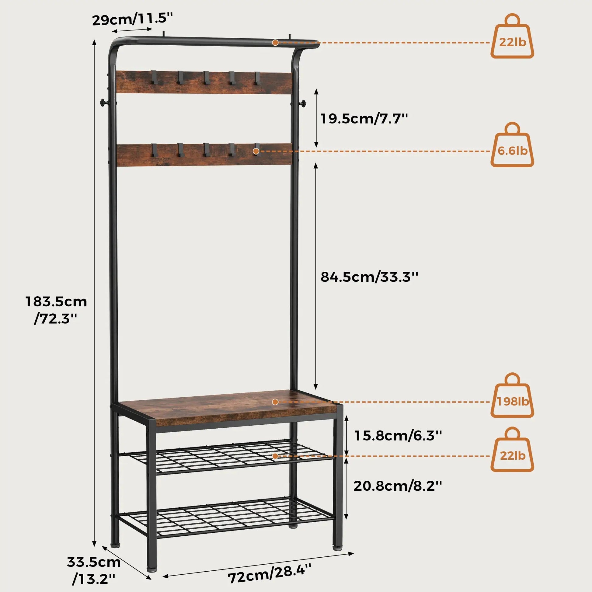 JHK 4-in-1 Coat Rack with Shoe Bench Entryway Bench with Shoe Storage Hooks Mudroom Storage Organizer with Shelves For Home from PriceLows™